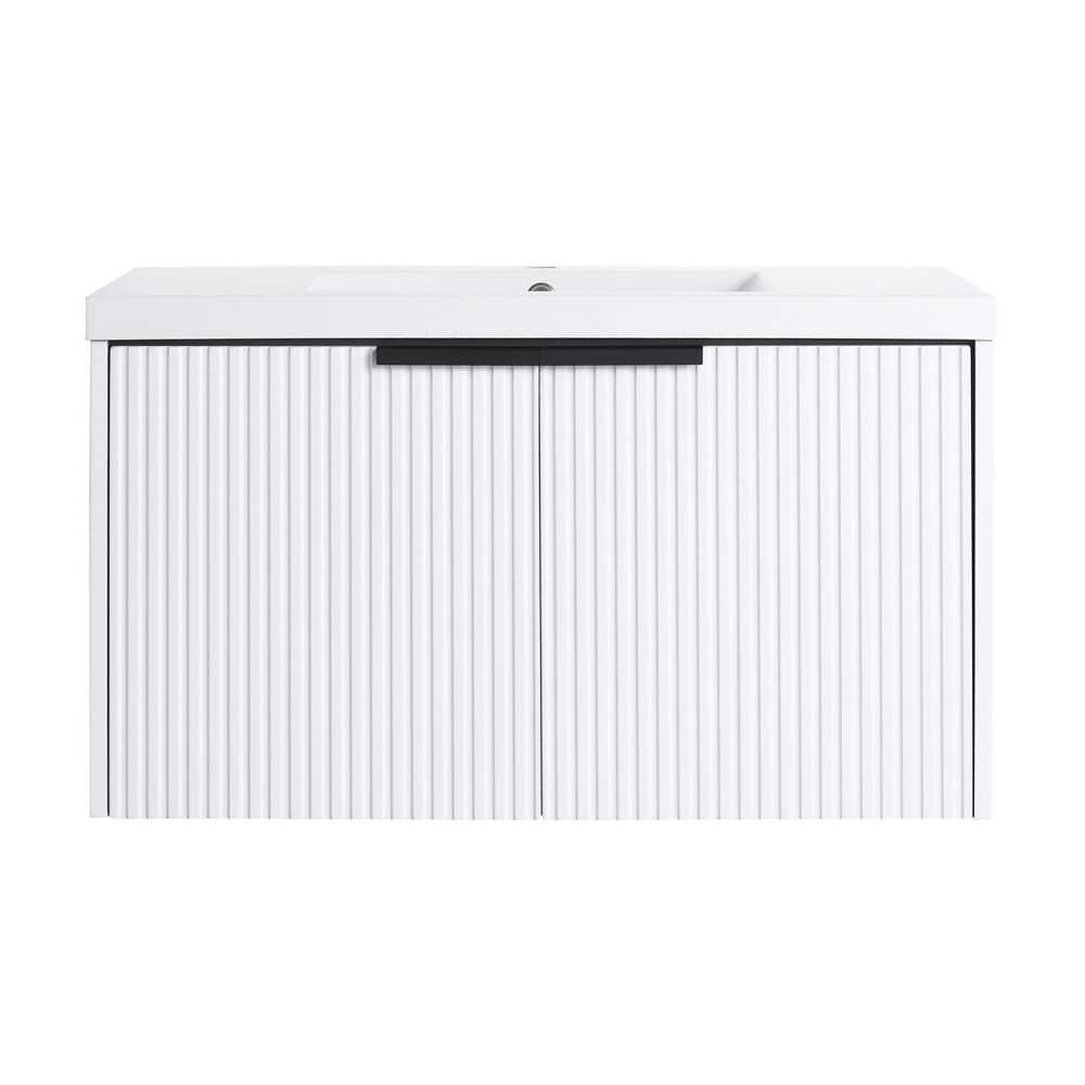 36 in. Single Sink Floating White Bath Vanity with White Resin Sink Top price history on PriceWatchPro