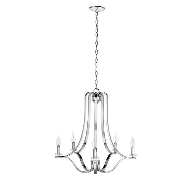 Cresswell 5-Light Chrome Chandelier with Acrylic Accents