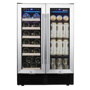 Dual Zone 19-Wine Bottles and 57-Cans of Beverages Free Standing in Wine Cooler with Temperature Memory Function