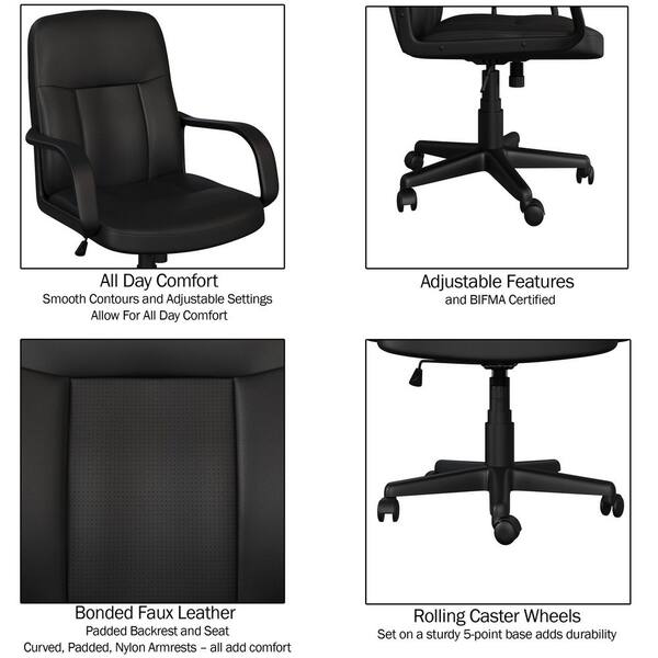 Lavish Home 34.3 inches Adjustable Height Computer Chair in Black