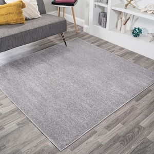 Haze Solid Low-Pile Gray 7 ft. Square Area Rug