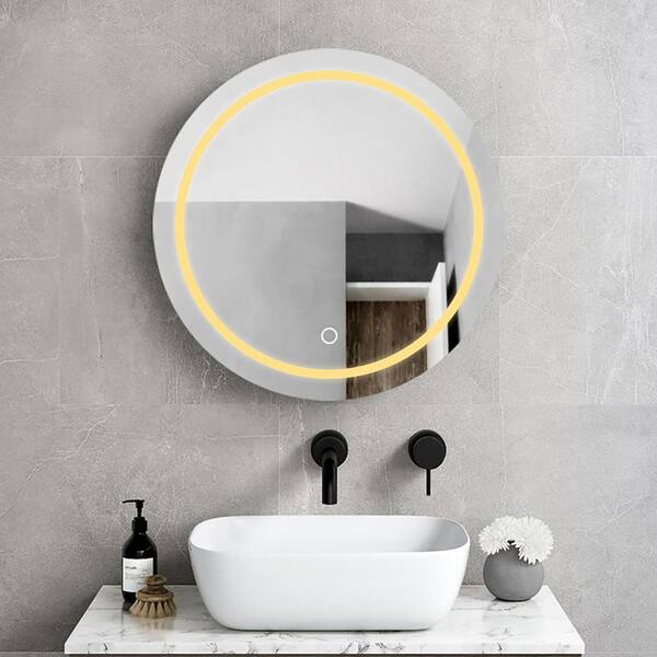 Staykiwi 24 in. W x 24 in. H 3 colors with light Round Iron Medicine Cabinet with Mirror