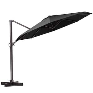 12 ft. x 12 ft. Heavy-Duty Frame Octagon Outdoor Cantilever Umbrella in Black