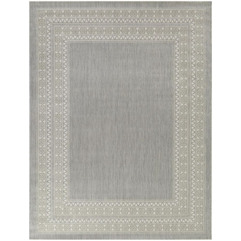 StyleWell Gray 8 ft. x 10 ft. Border Indoor/Outdoor Area Rug 3118584 ...