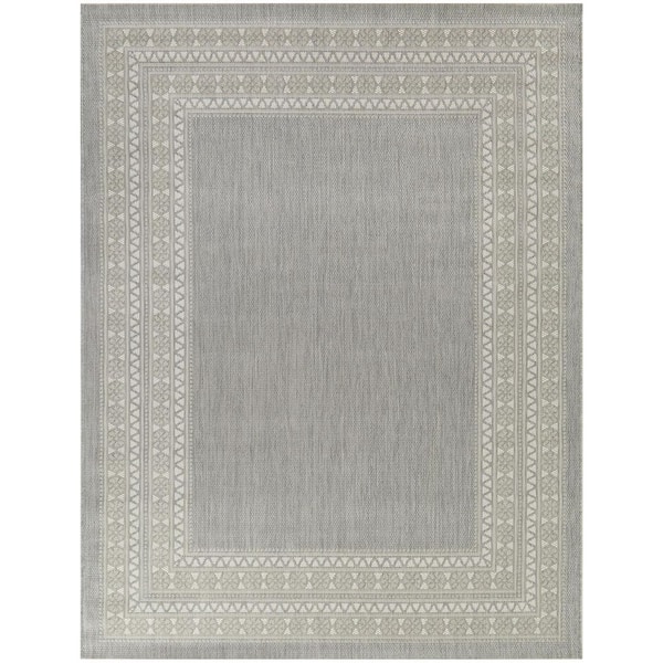 BALTA Carew Grey 5 ft. 3 in. x 7 ft. Border Indoor/Outdoor Area Rug