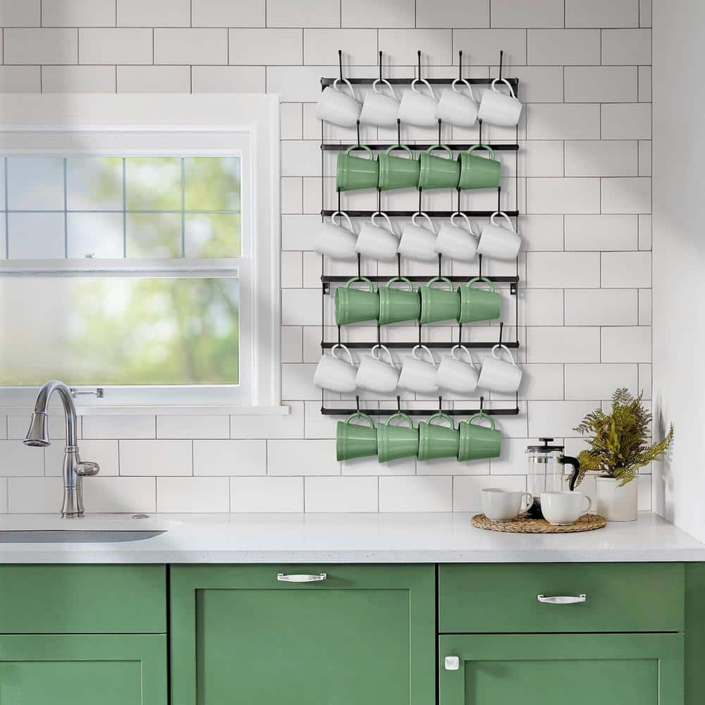 6-Tier Mug Rack for Wall-Small Metal Rustic Coffee Mug Holder Wall Mount wi