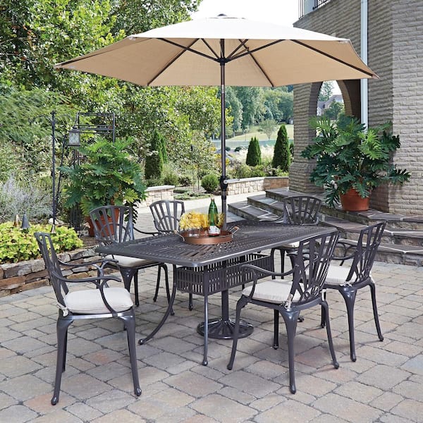Home Styles Largo 7-Piece Patio Dining Set with Umbrella and Cushions