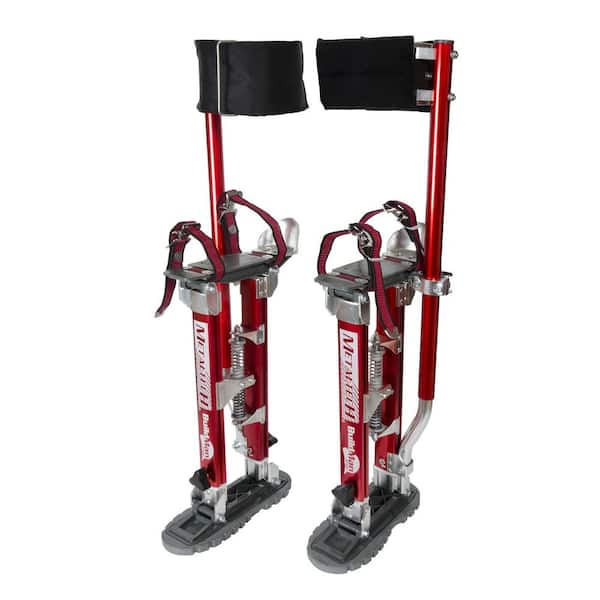 Buildman Grade 24-40 in. Red Aluminum 225 lbs. Load Capacity  Drywall Stilts with Self-Locking  Anti-Fatigue Straps