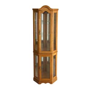 Priscilla Golden Oak Glass Door Curio Cabinet