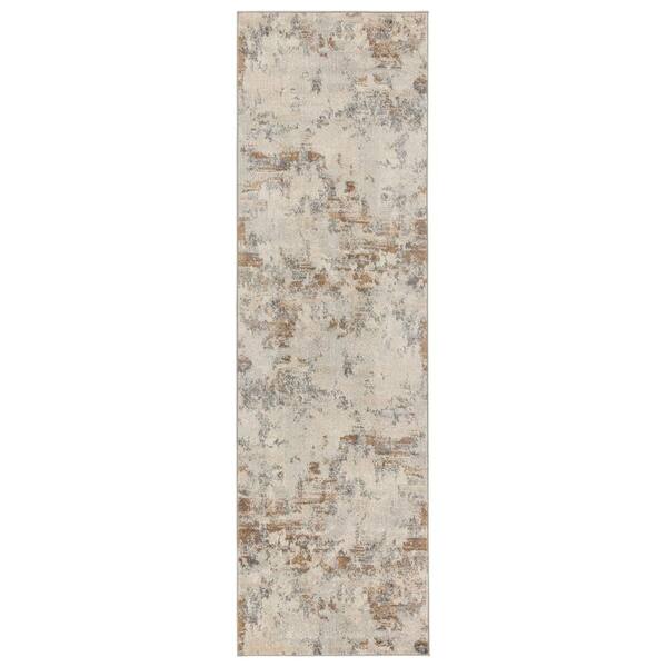 Jaipur Living Louna Light Gray/Gold 3 ft. x 10 ft. Abstract Runner Rug