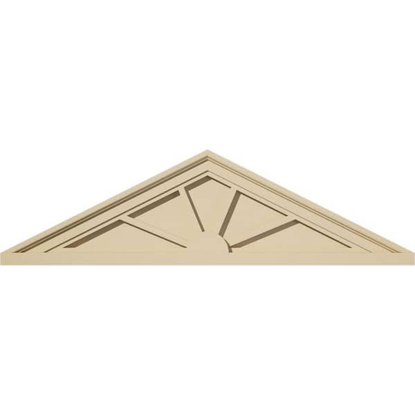 34-in W x 9-1/2-in H x 2-in P (Pitch 6/12) Peaked Cap 4-SpokeSignature Urethane Pediment, Primed Tan