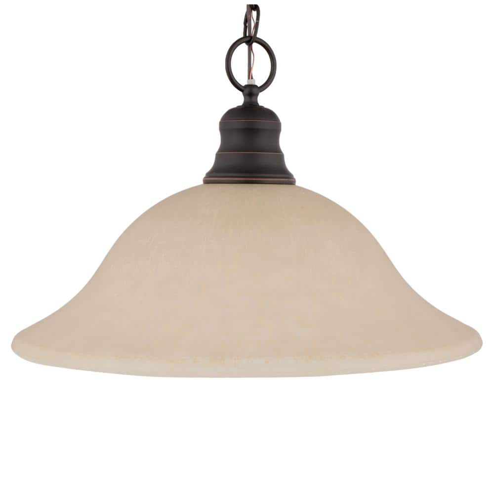 Empire Mahogany Bronze 16" Pendant with Champagne Linen Glass