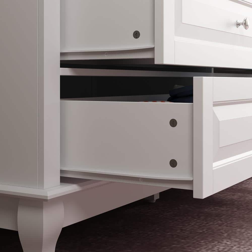 9-Drawer White Wood Dresser Bedroom Storage Cabinet Modern Style 37 in. H x 55.1 in. W x 15.7 in. D - thumbnail 9