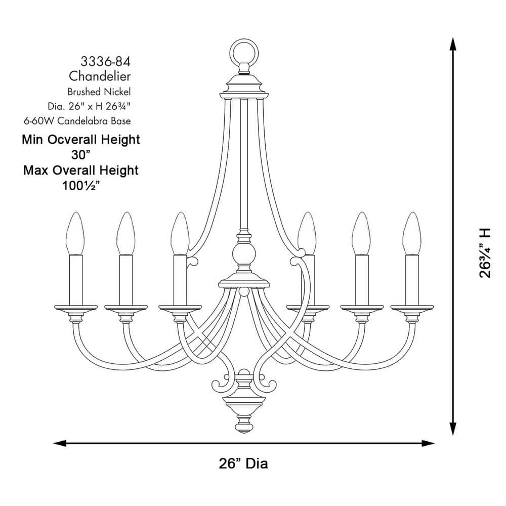 Elegant Brushed Nickel 6-Light Chandelier with Crystal Accents