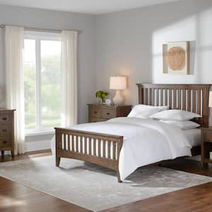 Abrams Walnut Brown Finish Queen Mission Style Wood Bed (69 in W. X 54 in H.)