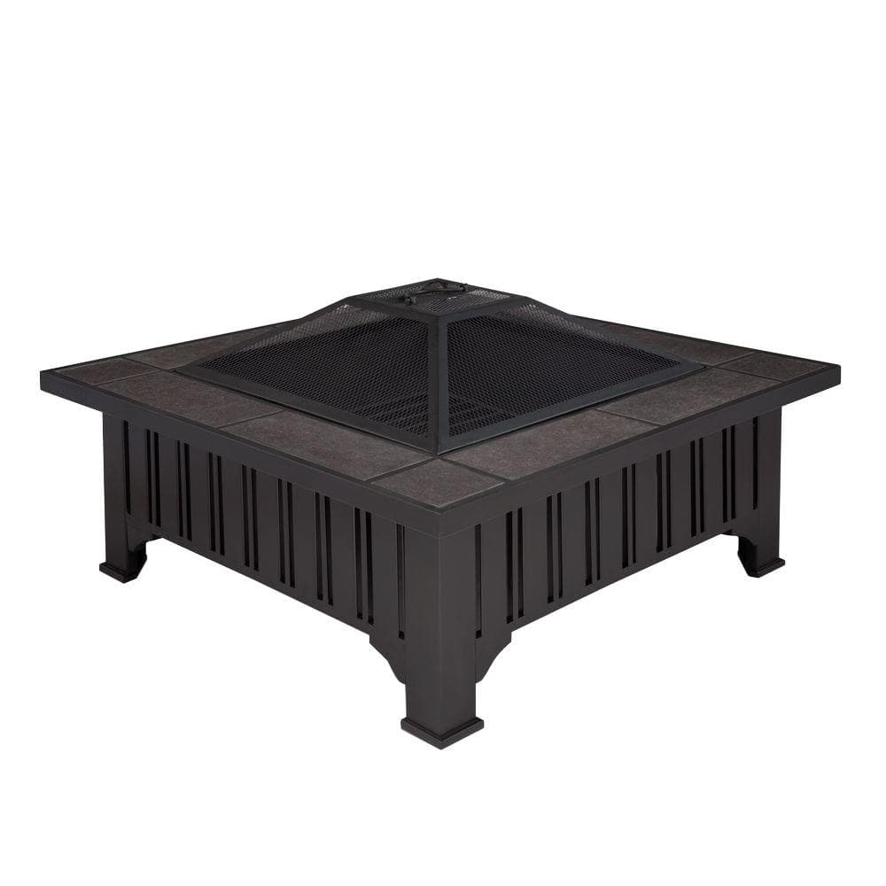 Gray Wood-Burning Free-Standing Square Fire Pit