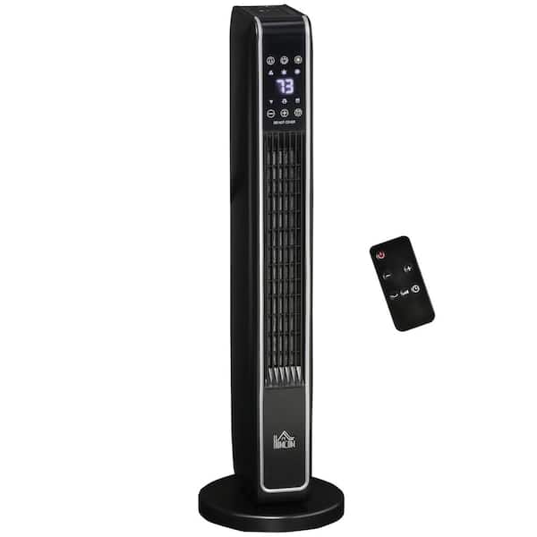 29in.H 750W/1500 W Black Electric Indoor Tower Ceramic Fan Space Heater Convection with Remote Control, 3 Modes