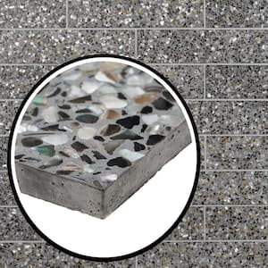 Shoal Gray Pearl 3 in. x 12 in. Polished Terrazzo Floor and Wall Subway Tile (6.29 Sq. Ft./Case)