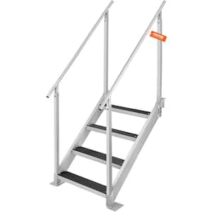 Dock Ladder 4-Step Dock Stairs 30 in. - 38 in. Adjustable Height 500 lbs. Load Capacity for Above Ground Pool