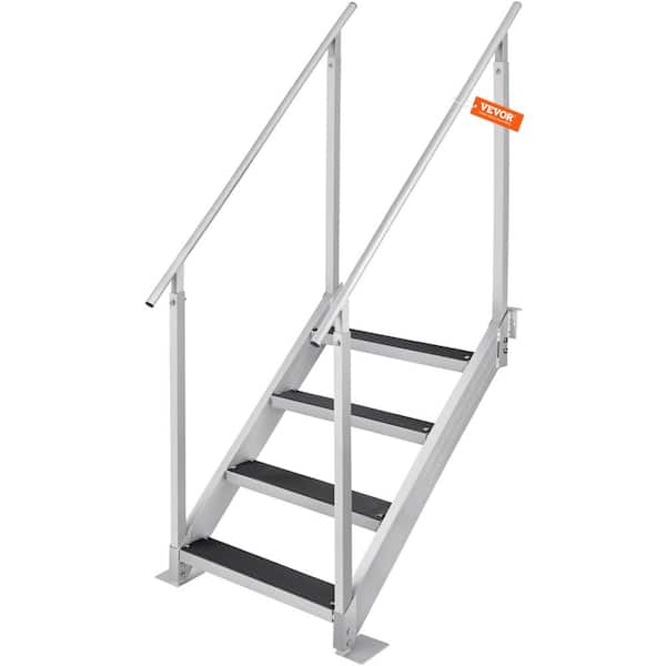 VEVOR Dock Ladder 4-Step Dock Stairs 30 in. - 38 in. Adjustable Height 500 lbs. Load Capacity for Above Ground Pool
