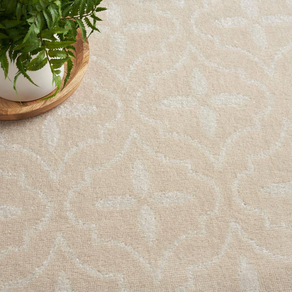 Ivory Beige 6' x 9' Synthetic Moroccan Trellis Area Rug