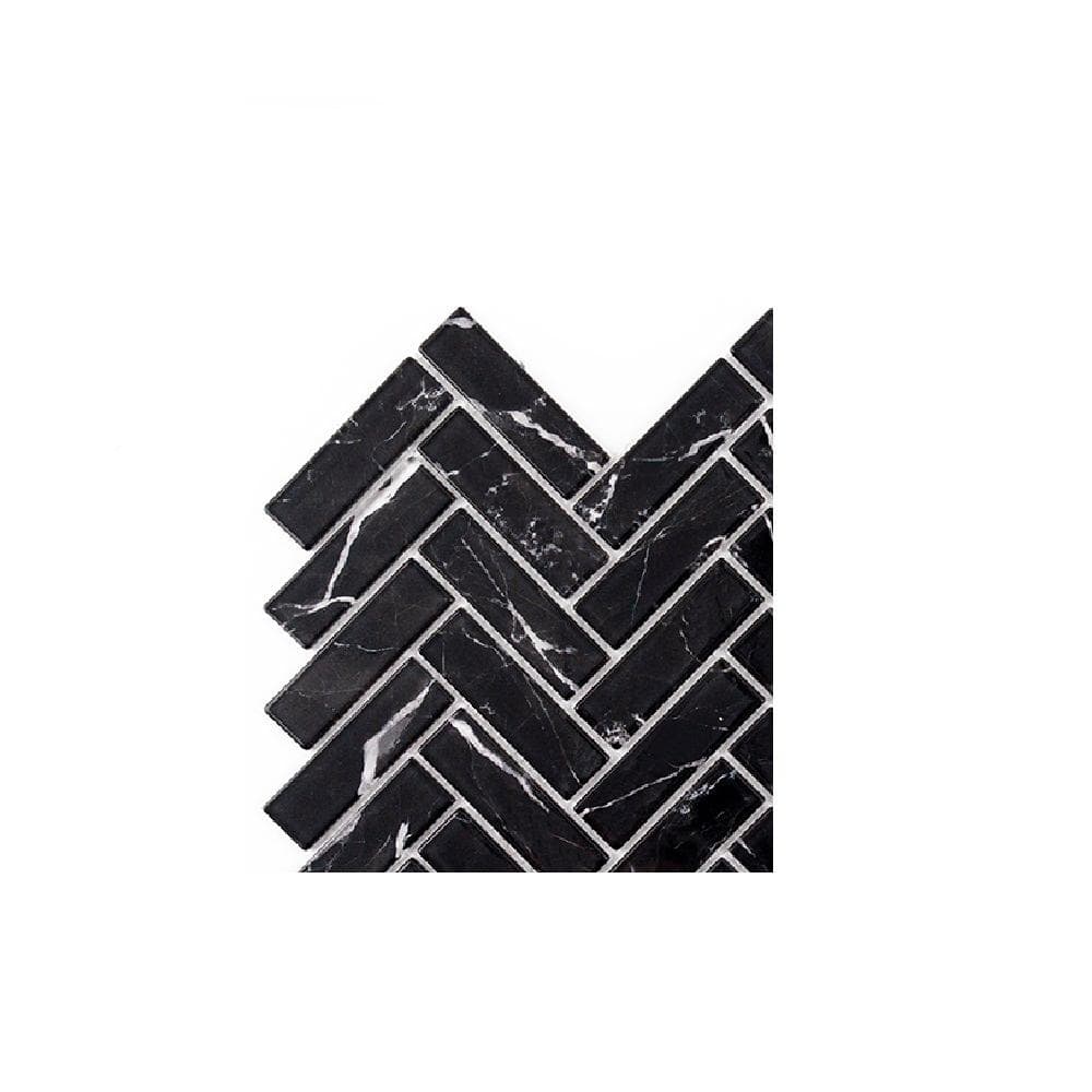 Take Home Tile Sample - Hollow Black 4 in. x 4 in. Herringbone Gloss Glass Mosaic price history on PriceWatchPro