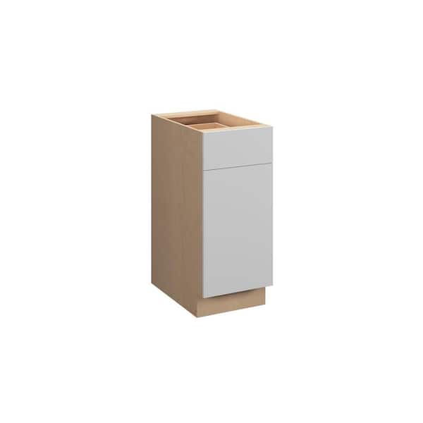 Ithaca Slab 18 in. W x 34.5 in. H x 24 in. D in Super White Plywood Assembled Pullout Trash Can w/Soft Close