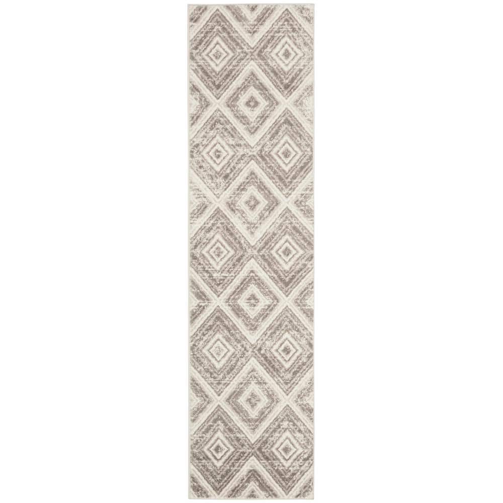 Reversible Grey/Green Medallion Synthetic 24x14 Rug