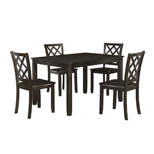 5-Piece Rectangle Brown Wood Top Dining Tableand Chair Set (Seats 4)