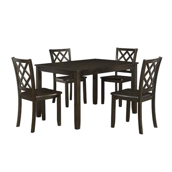 Benjara 5-Piece Rectangle Brown Wood Top Dining Tableand Chair Set (Seats 4)