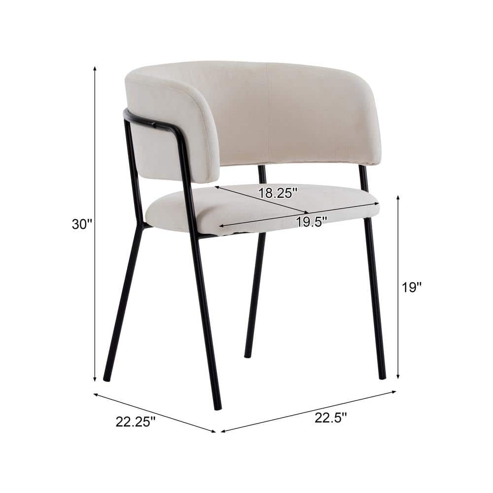 Beige and Black Upholstered Metal Arm Chair Set