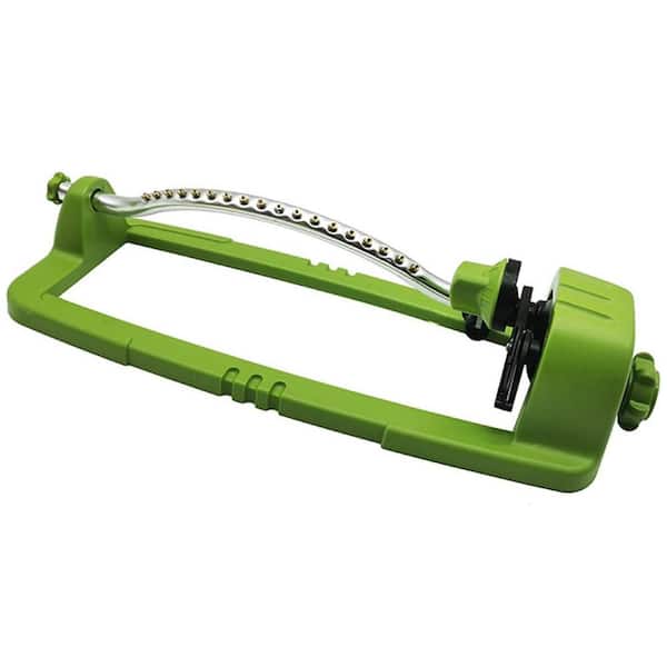 Justincity 3600-sq. ft. Revolving Sprinkler Heavy Duty Metal 3-Way Oscillating Sprinkler, Metal Base Oscillating Sprinkler, Green