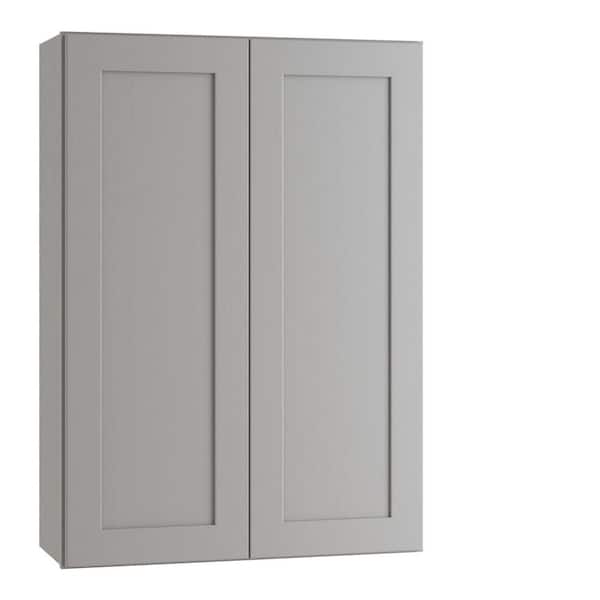 Home Decorators Collection Tremont Pearl Gray Painted Plywood Shaker Assembled Wall Kitchen Cabinet Soft Close 24 in W x 12 in D x 42 in H