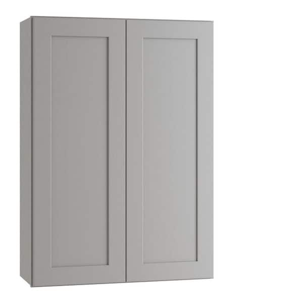 Home Decorators Collection Newport 27 in. W x 12 in. D x 36 in. H Assembled Plywood Wall Kitchen Cabinet in Pearl Gray Painted with Soft Close