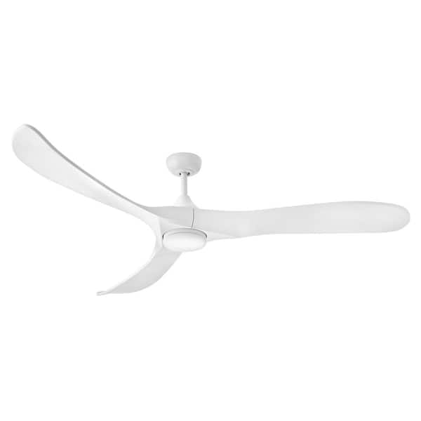 HINKLEY Swell Illuminated 72.0 in. Indoor/Outdoor Integrated LED Matte White Ceiling Fan with Remote Control