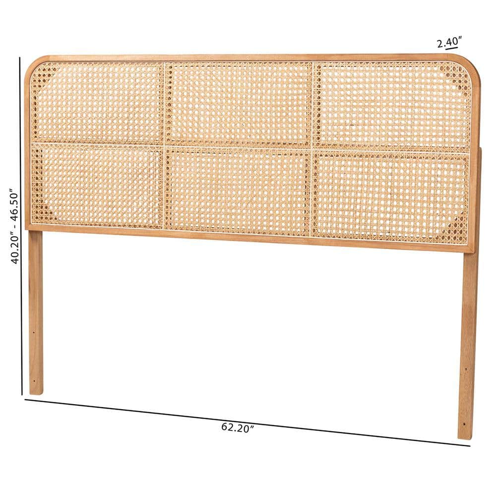 Natural Brown Bayur Wood and Rattan Queen Headboard