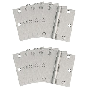 3-1/2 in. Square Corner Satin Nickel Door Hinge Value Pack (10 per Pack)