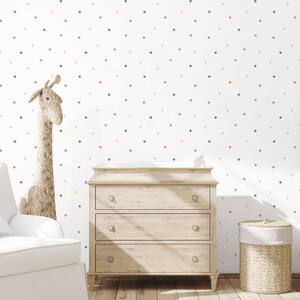Tiny Tots 2 Collection Blue/Beige Matte Finish Kids Dots Non-Woven Paper Wallpaper Roll