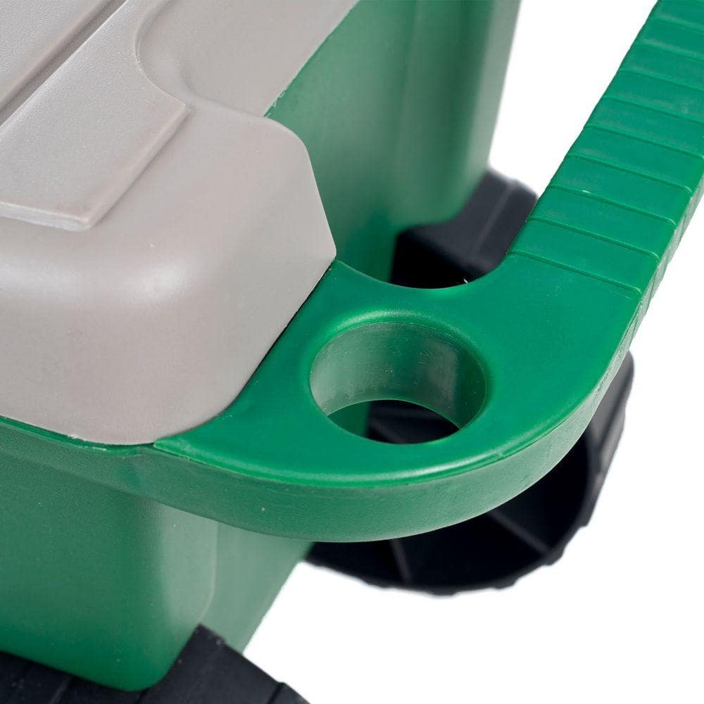 Green Rolling Garden Cart with Seat and Storage