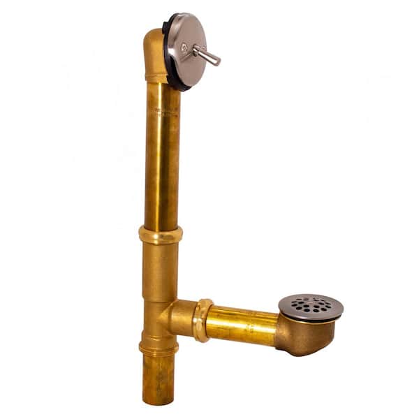 Westbrass 14 in. Bath Waste & Overflow Assembly with Trip Lever and Beehive Strainer Drain in Stainless Steel