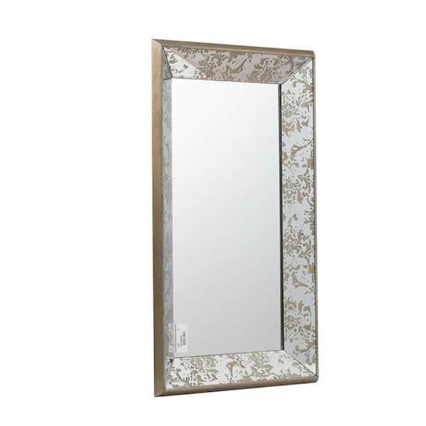 15 in. W x 24 in. H Antique Silver Rectangle Framed, Bathroom Vanity Mirror, with Floral Accents, Wall Decor