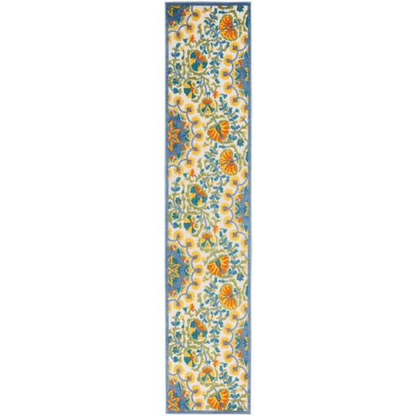 Aloha Multicolor 2 ft. x 10 ft. Kitchen Runner Floral Contemporary Indoor/Outdoor Patio Area Rug
