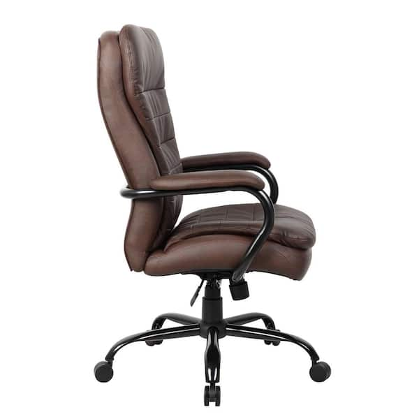 Homezeer Big and Tall Office Chair, PU Leather Executive Chair Heavy Duty Desk Cahirs Ergonomic Reclining Office Chair with Footrest, Brown Set of 2