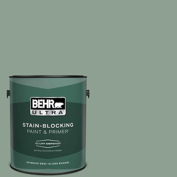 BEHR ULTRA 1 gal. #ECC-52-3 Hillside View Extra Durable Semi-Gloss Enamel Interior Paint & Primer