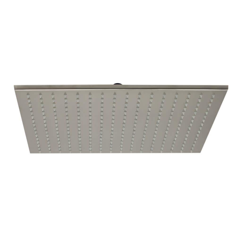 Brushed Nickel Square LED Rain Shower Head, 16-inch
