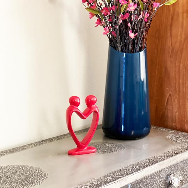 Global Crafts Red 4 in. Lovers Heart Stone Sculpture