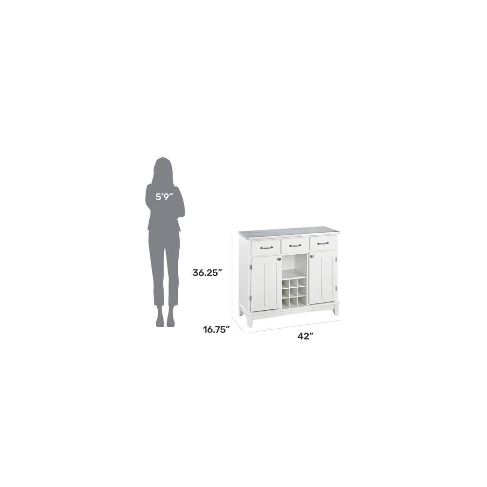 Elegant Off-White Hardwood Buffet Server with Stainless Steel Top