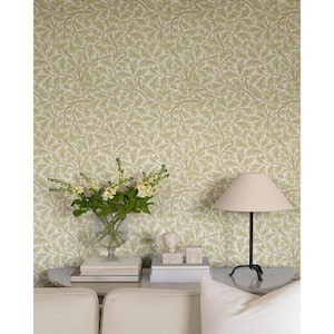 Yellow Oak Tree Leaf Non-Pasted Non Woven Wallpaper Sample