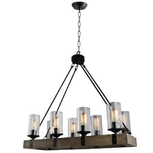8-Light Black Candle-Style Chandelier with Clear Glass Shades