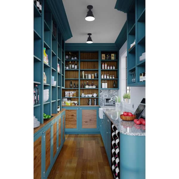 Hinton Collection 1-Light Matte Black Vintage Flush Mount Ceiling Light